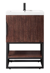 24" Columbia Single Sink Bathroom Vanity, Coffee Oak, Matte Black w/ Top