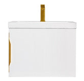 24" Columbia Single Sink Bathroom Vanity, Glossy White w/ Top