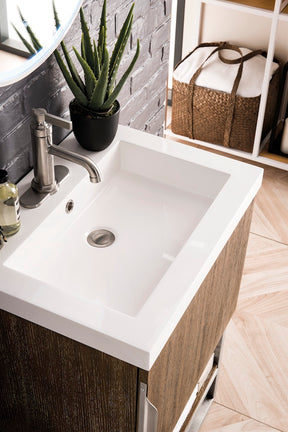24" Columbia Single Sink Bathroom Vanity, Latte Oak, Brushed Nickel w/ Top