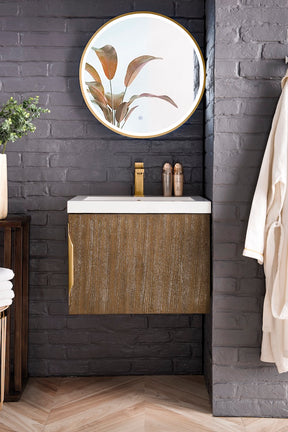 24" Columbia Single Sink Bathroom Vanity, Latte Oak w/ Top