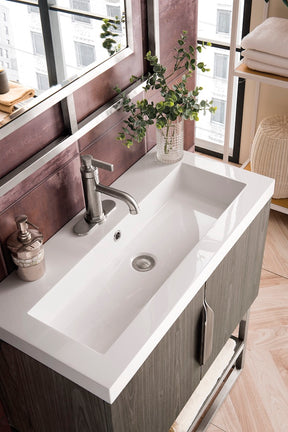31.5" Columbia Single Sink Bathroom Vanity, Ash Gray & Brushed Nickel