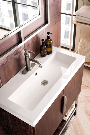 31.5" Columbia Single Sink Bathroom Vanity, Coffee Oak & Brushed Nickel