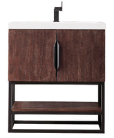 31.5" Columbia Single Sink Bathroom Vanity, Coffee Oak & Matte Black