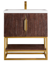 31.5" Columbia Single Sink Bathroom Vanity, Coffee Oak & Radiant Gold