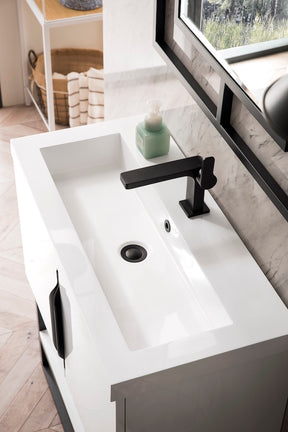 31.5" Columbia Single Sink Bathroom Vanity, Glossy White & Matte Black
