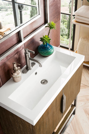 31.5" Columbia Single Sink Bathroom Vanity, Latte Oak & Brushed Nickel