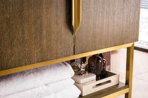 31.5" Columbia Single Sink Bathroom Vanity, Latte Oak & Radiant Gold