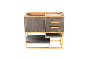 36" Columbia Single Sink Bathroom Vanity, Ash Gray w/ Radiant Gold