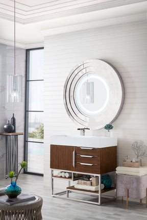 36" Columbia Single Sink Bathroom Vanity, Coffee Oak & Brushed Nickel