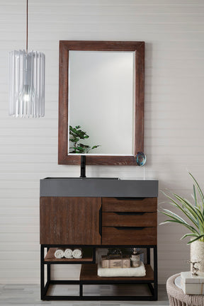 36" Columbia Single Sink Bathroom Vanity, Coffee Oak w/ Matte Black