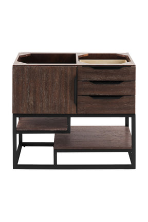 36" Columbia Single Sink Bathroom Vanity, Coffee Oak w/ Matte Black