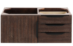 36" Mercer Island Single Sink Bathroom Vanity, Coffee Oak w/ Matte Black