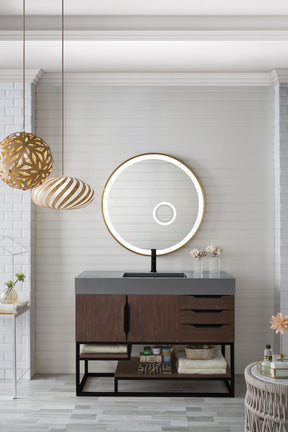 48" Columbia Single Sink Bathroom Vanity, Coffee Oak w/ Matte Black