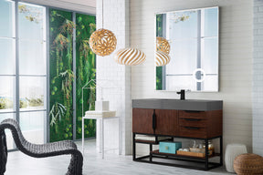 48" Columbia Single Sink Bathroom Vanity, Coffee Oak w/ Matte Black