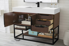 48" Columbia Single Sink Bathroom Vanity, Coffee Oak w/ Matte Black