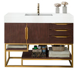 48" Columbia Single Sink Bathroom Vanity, Coffee Oak w/ Radiant Gold