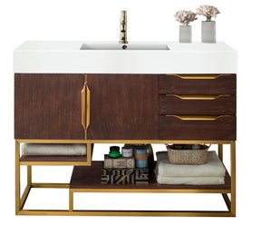 48" Columbia Single Sink Bathroom Vanity, Coffee Oak w/ Radiant Gold