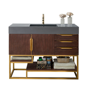 48" Columbia Single Sink Bathroom Vanity, Coffee Oak w/ Radiant Gold