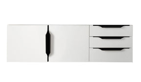 48" Mercer Island Single Sink Bathroom Vanity, Glossy White w/ Matte Black