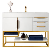 48" Columbia Single Sink Bathroom Vanity, Glossy White w/ Radiant Gold