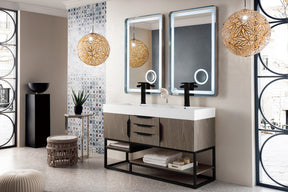 59" Columbia Double Sink Bathroom Vanity, Ash Gray w/ Matte Black