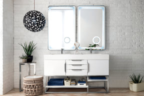 59" Columbia Double Sink Bathroom Vanity, Glossy White