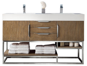 59" Columbia Double Sink Bathroom Vanity, Latte Oak