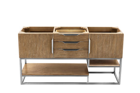 59" Columbia Double Sink Bathroom Vanity, Latte Oak