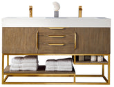 59" Columbia Double Sink Bathroom Vanity, Latte Oak w/ Radiant Gold