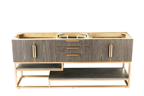 72" Columbia Double Sink Bathroom Vanity, Ash Gray w/ Radiant Gold