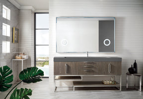 72" Columbia Single Sink Bathroom Vanity, Ash Gray & Brushed Nickel