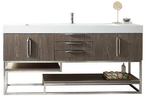72" Columbia Single Sink Bathroom Vanity, Ash Gray & Brushed Nickel