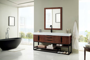 72" Columbia Single Sink Bathroom Vanity, Coffee Oak & Matte Black