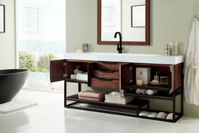 72" Columbia Single Sink Bathroom Vanity, Coffee Oak & Matte Black