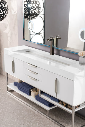 72" Columbia Single Sink Bathroom Vanity, Glossy White