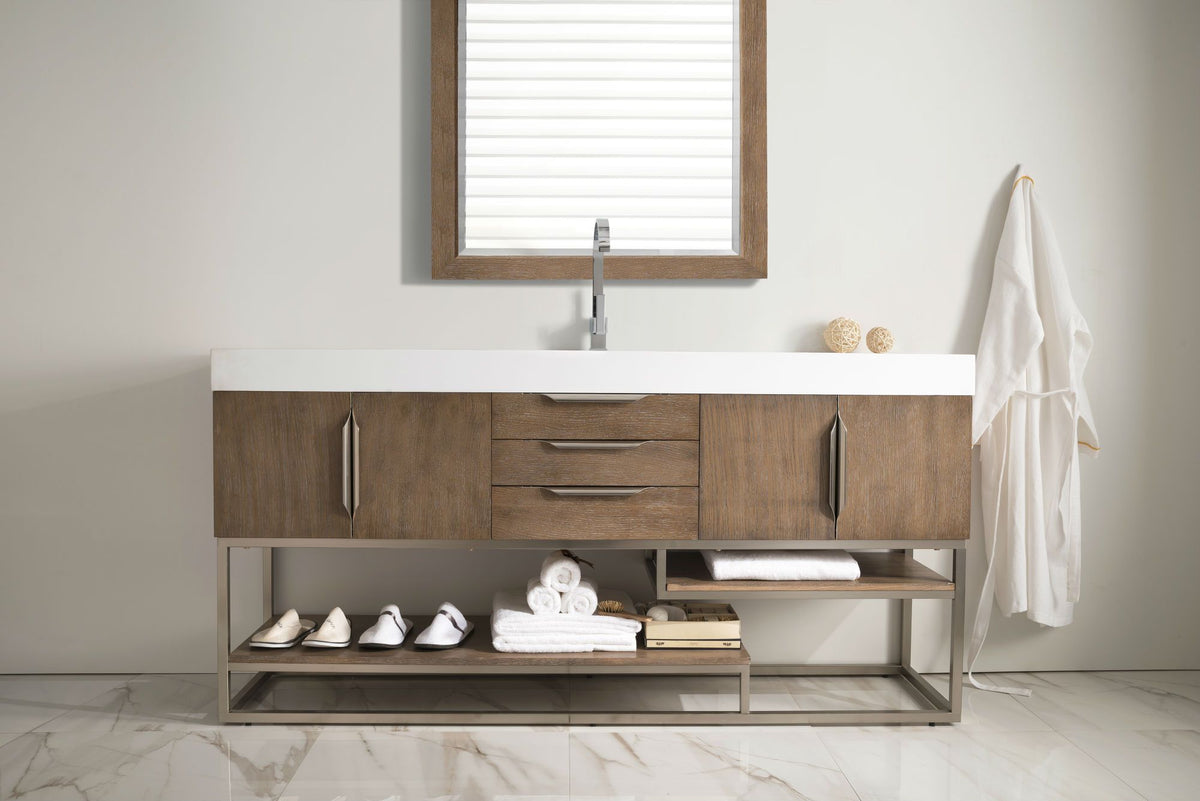 72" Columbia Latte Oak Single Sink Bathroom Vanity, James Martin Vanities - vanitiesdepot.com