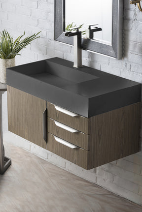 36" Mercer Island Single Sink Bathroom Vanity, Ash Gray w/ Brushed Nickel