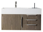 36" Columbia Single Wall Mount Vanity Cabinet, Ash Gray, Brushed Nickel