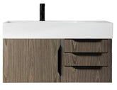 36" Mercer Island Single Sink Bathroom Vanity, Ash Gray w/ Matte Black