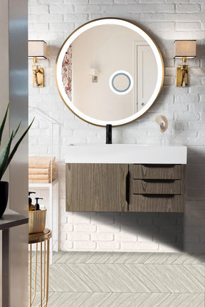 36" Mercer Island Single Sink Bathroom Vanity, Ash Gray w/ Matte Black