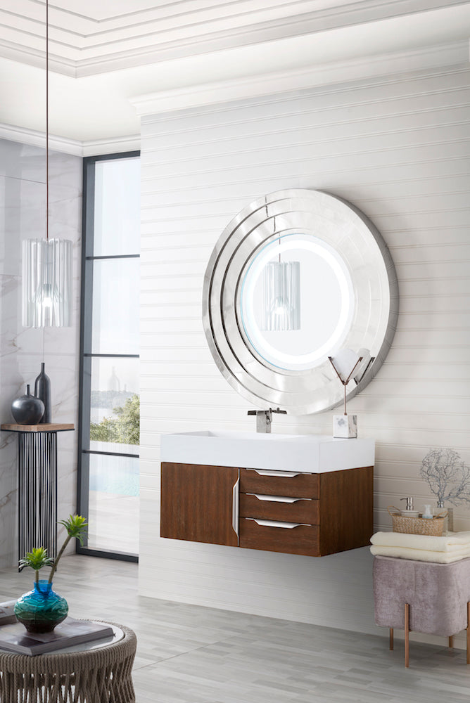 36" Mercer Island Single Sink Bathroom Vanity, Coffee Oak w/ Brushed Nickel