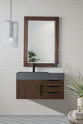 36" Mercer Island Single Sink Bathroom Vanity, Coffee Oak w/ Matte Black