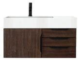 36" Mercer Island Single Sink Bathroom Vanity, Coffee Oak w/ Matte Black