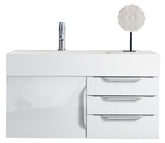 36" Mercer Island Single Sink Bathroom Vanity, Glossy White w/ Brushed Nickel