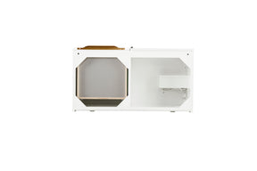 36" Columbia Single Wall Mount Vanity Cabinet, Glossy White, Radiant Gold