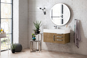 36" Mercer Island Single Sink Bathroom Vanity, Latte Oak w/ Brushed Nickel