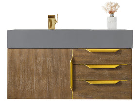 36" Mercer Island Single Sink Bathroom Vanity, Latte Oak w/ Radiant Gold