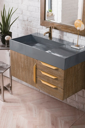 36" Mercer Island Single Sink Bathroom Vanity, Latte Oak w/ Radiant Gold