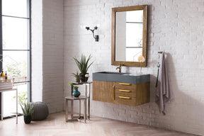 36" Mercer Island Single Sink Bathroom Vanity, Latte Oak w/ Radiant Gold