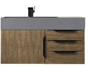 36" Mercer Island Single Sink Bathroom Vanity, Latte Oak w/ Matte Black